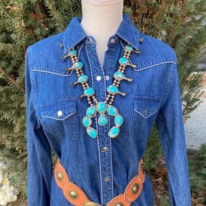 Blue j denim button up denim dress